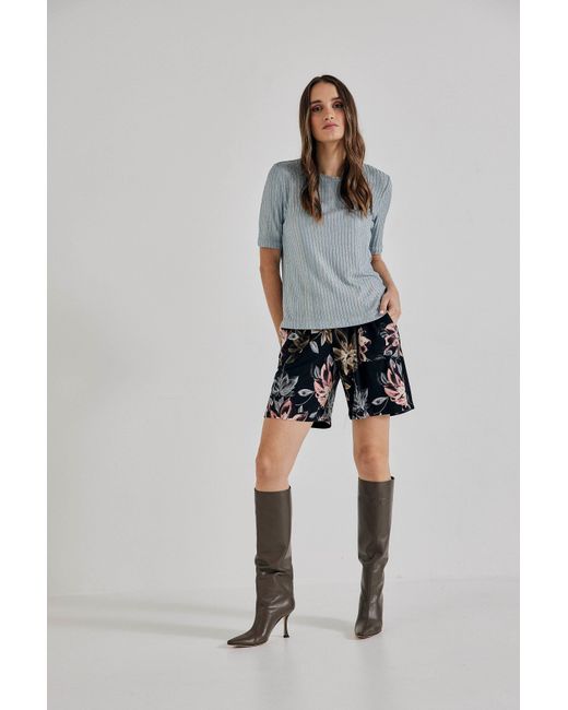 Lindsay Nicholas New York Blue Floral Jersey Short