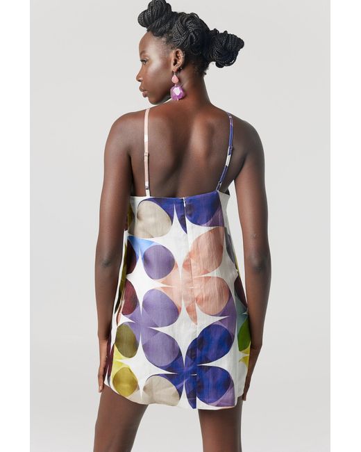 Why Mary Blue Sixties Print Shift Mini Dress