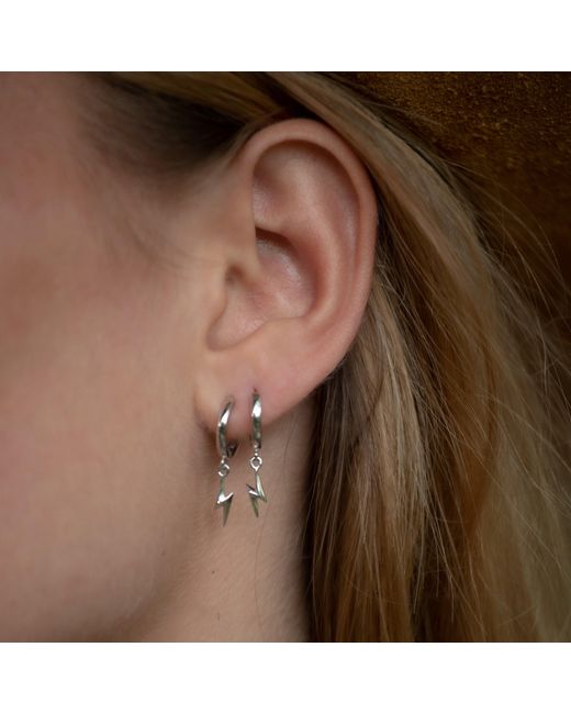 Scream Pretty White Lightning Bolt Charm Hoop Earrings