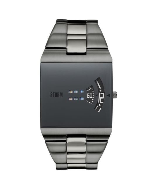 Storm Black Revolving Disc Stainless Steel Wristwatch for men