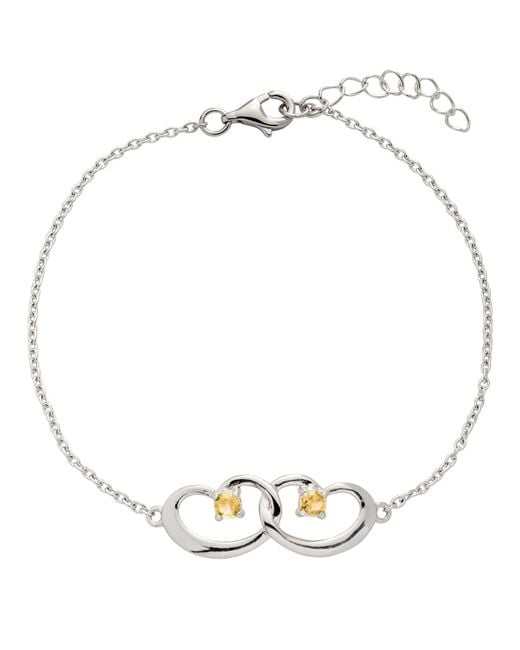 Belinda Jewelz Metallic Citrine Interlocked Hearts Bracelet