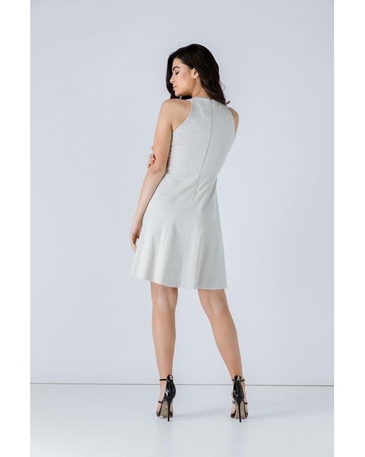 Conquista White A Line Sleeveless Sand Dress