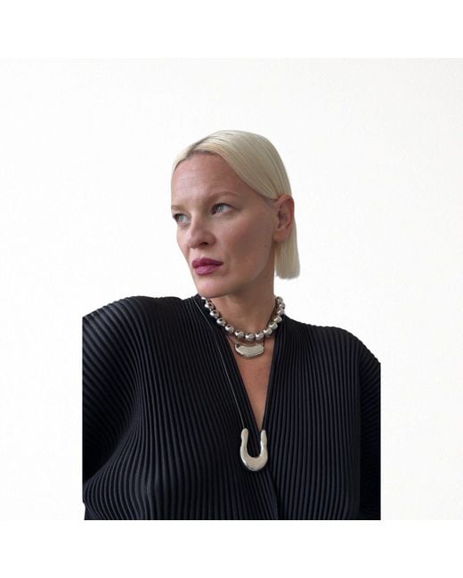 London Atelier Byproduct Metallic Wish Bone Geometric Pendant Necklace