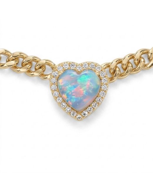 BLOOMTINE | Earth Angel HQ Metallic Loves Frequency Mini Plated Fire Opal Heart Choker Necklace