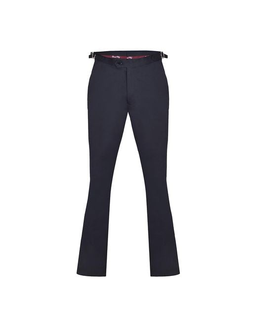 DAVID WEJ Blue Paco Loose Fit Chinos Trouser With Side Adjusters for men