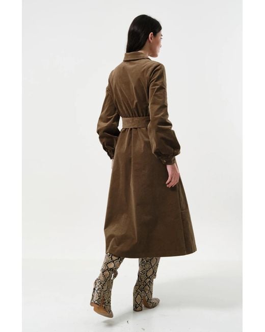 Louche Brown Rebecka Baby Cord Midi Shirt Dress