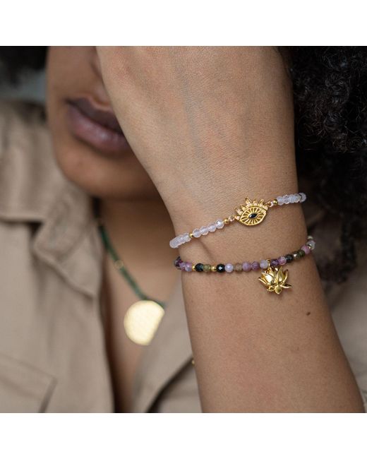 Seven Saints Metallic Strength Of Spirit, Rising Lotus Tourmaline Bracelet, Over Sterling