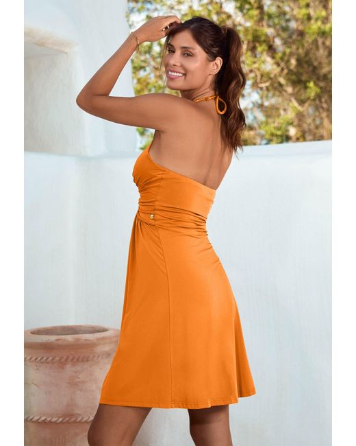 Chic by Lirette Orange Short Halter Dress Natural