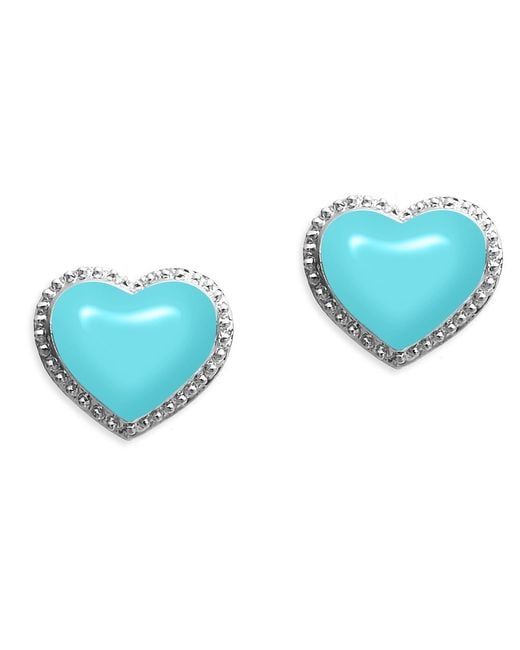 Grosse Blue Platinum & Light Enamel Heart Earrings, Series Pop Heart