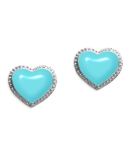 Grosse Blue Platinum & Light Enamel Heart Earrings, Series Pop Heart