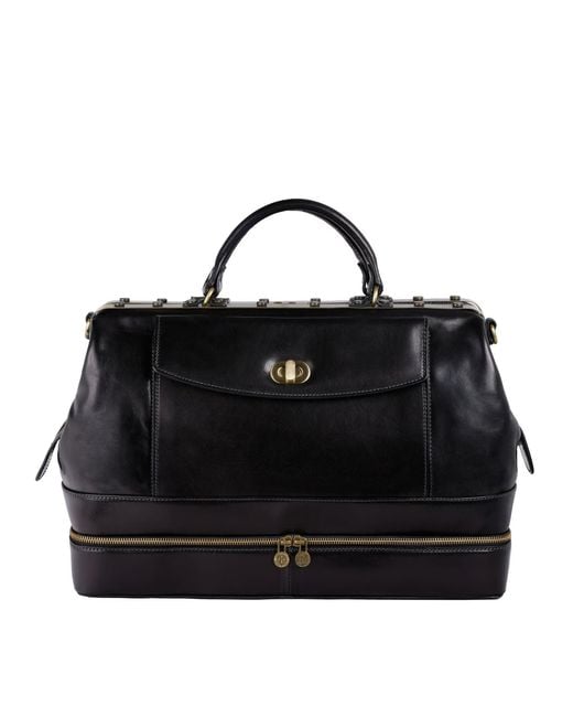 Time Resistance Black Leather Doctor Bag, Medical Bag, Leather Handbag