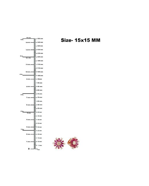 Artisan Pink Ruby & Diamond Sunburst Stud Earrings