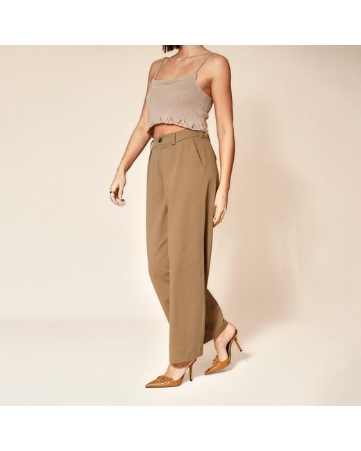 Gunda Hafner Ltd Natural Neutrals Cotton Twill Wide Leg Trousers