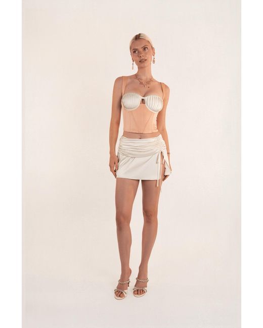 Clerestory White Juliette Cropped Corset With Pleated Cups