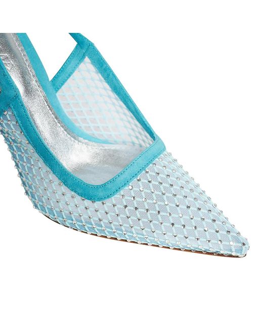 Ginissima Blue Iana Suede-Mesh Shoes With Sparkly Details, Aqua