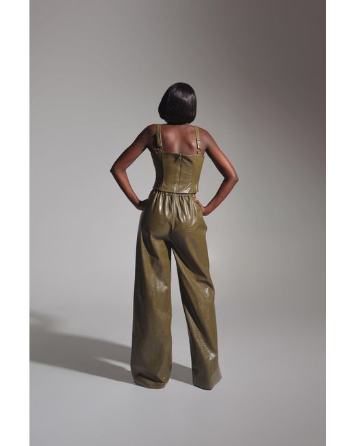 Ofuure Green Ono Faux Leather Corset Top