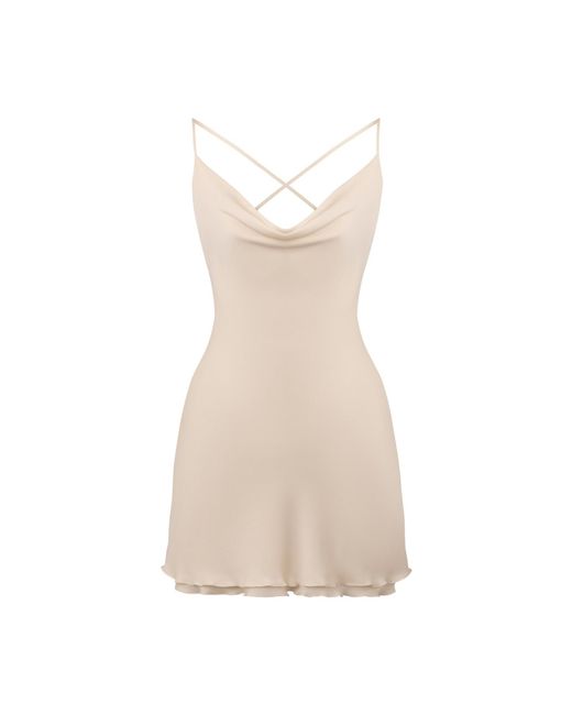 Sanctumum Natural Citadel Slip Mini Dress With Ruffle Hem