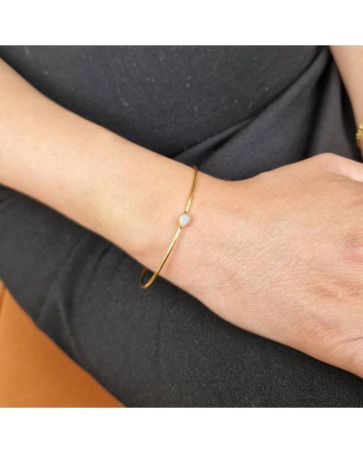 Harfi Multicolor Plated Minimalist Pearl June Birthstone Bangle