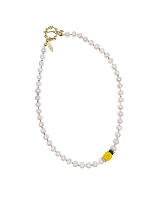 Farra Metallic Freshwater Pearl With Pineapple Pendant Necklace
