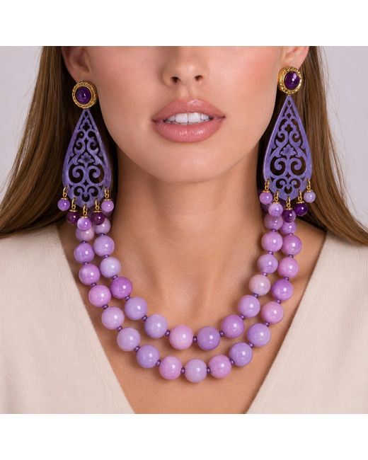 Michael Nash Jewelry Blue Amelia Light Amethyst Resin Cut Out Resin Drop Earrings