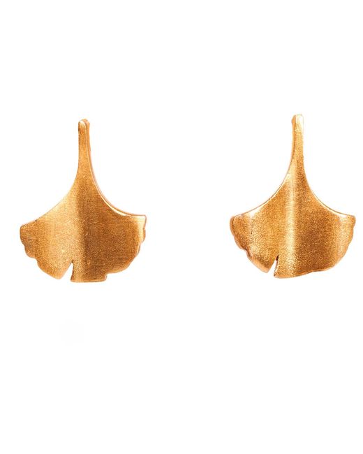 Christina Greene Metallic Ginkgo Stud Earrings