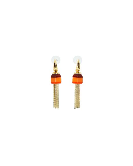 Gissa Bicalho Orange Acrylic Handmade Earring Fringe Butterfly
