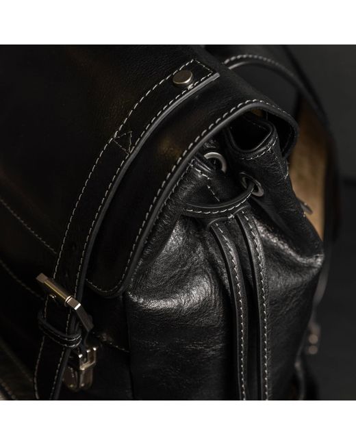 Time Resistance Black Leather Backpack for men