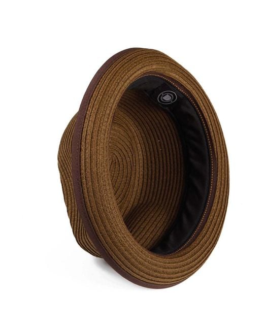 Dasmarca Hats Brown Dasmarca Andy Short Brim Trilby Retro Summer Skimpy Brim Straw Braided Hat for men