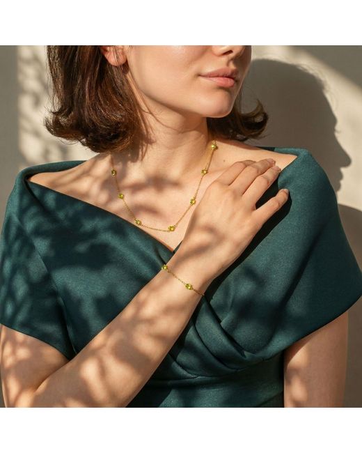 Harfi Metallic Peridot August Birthstone Minimalist Bracelet