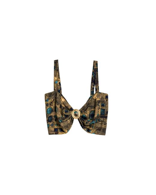 Nocturne Green Printed Ring Detail Crop Top
