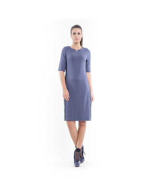 Conquista Blue Stretch Fabric Shift Dress