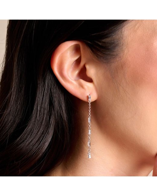 Esterah White Cubic Zirconia Dangle Earrings