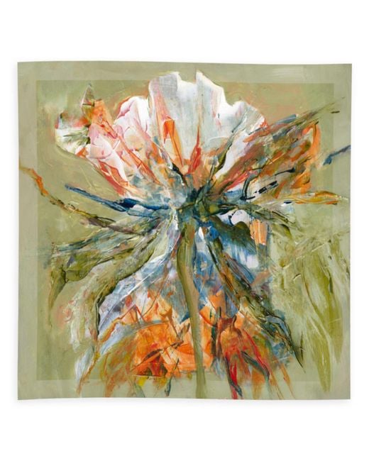 Alie Street London Green Amara Silk Wool Scarf Paradise Bloom