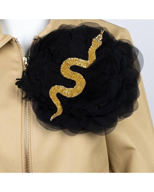 House of Laines London Natural Neutrals Laines Couture Hand Embellished & Snake Organza Flower Cropped Trench