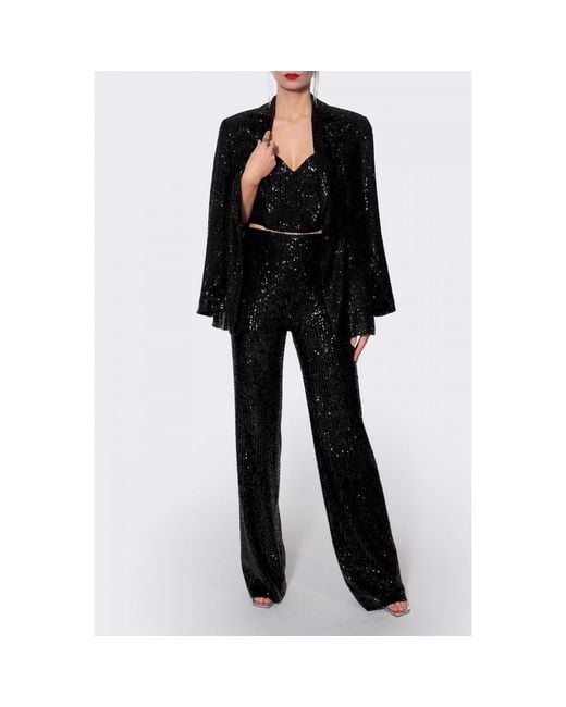 AGGI by HALEWSKI Black Luna Obsidian Sequined Blazer