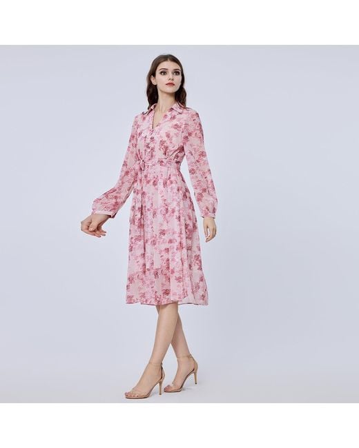 Smart and Joy Pink Floral Print Shirt-Dress