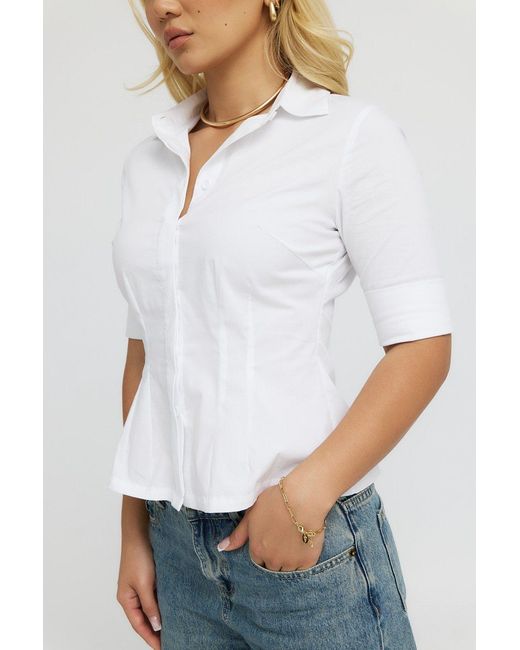 Why Mary Blue The Kate Short Sleeve Cotton Shirt Blouse