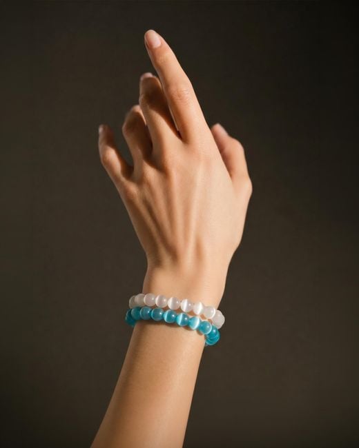 seree White Manifest Collection Intuition Cat's Eye Beaded Bracelet