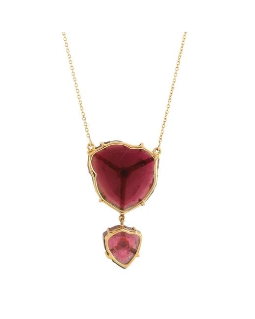 Artisan White Watermelon Tourmaline Slice & Diamond Pendant Necklace
