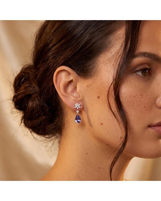 Latelita London Blue Sunflower Tanzanite Drop Earrings
