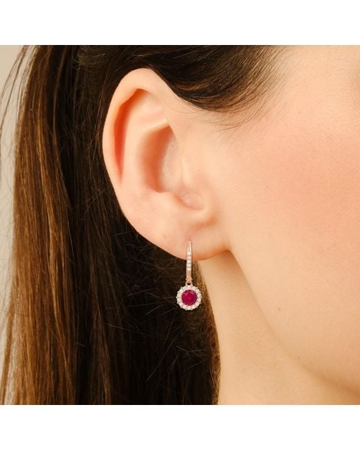 Kylie Harper Pink Ruby Halo Leverback Earrings