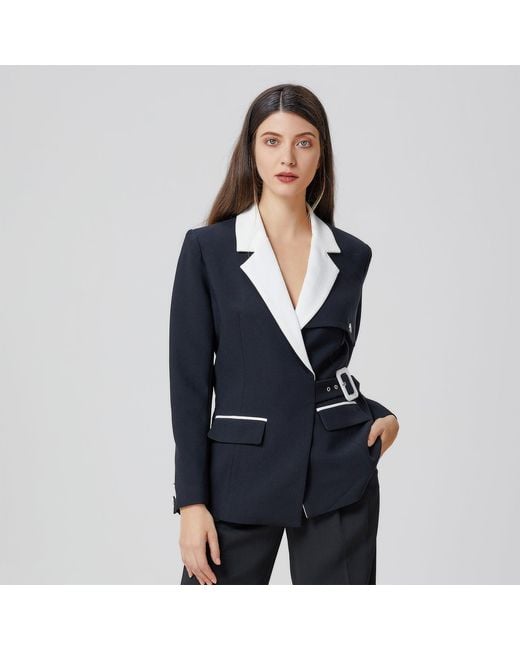 Smart and Joy Black Bi-Color Tailor Jacket