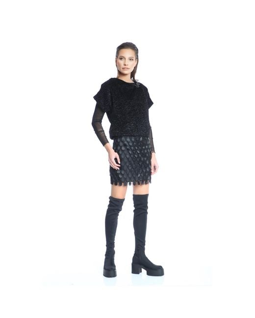 Silvia Serban Black 3D Application Organza Mini Skirt