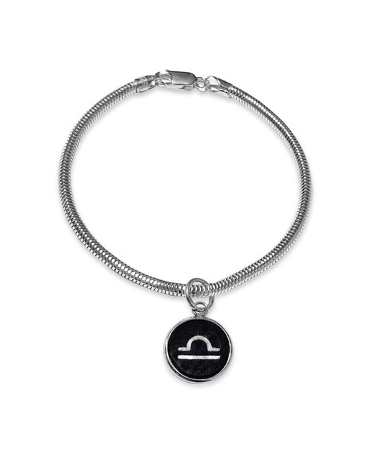 N'damus London Metallic Libra Zodiac Astrolab Leather & Sterling Bracelet