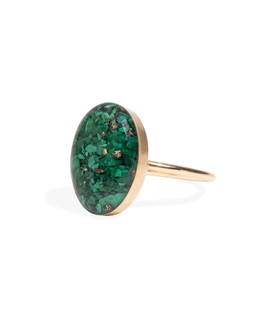 Kate Koel Green Statement Emerald Oval Cocktail Ring