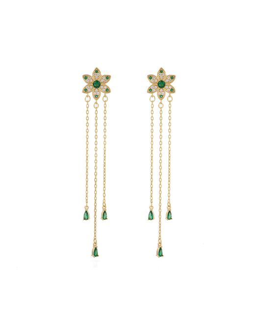 Ebru Jewelry Metallic Blossom Glow Emerald Drop Earrings