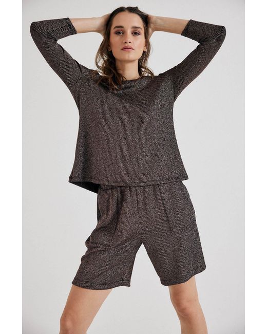 Lindsay Nicholas New York Gray Disco Glitter Shorts
