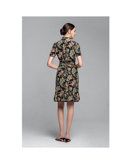 Rumour London Akiko Kimono-style Silk Wrap Dress With Oriental Floral Print In Black
