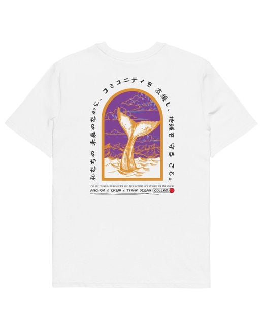 Anchor and Crew White Think Ocean Eight Japan Gurafiku Organic Cotton T-Shirt for men