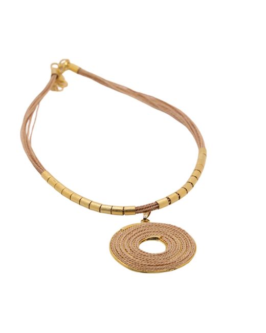 Nart Nature Making Art Metallic The Spiral Buriti Natural Fiber Necklace
